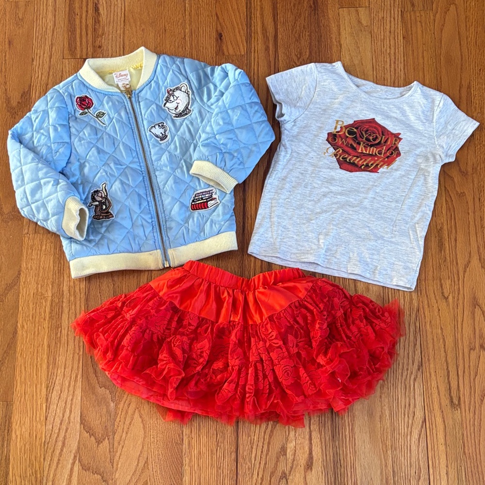 Kids Disney Set with Blue Jacket and Red Skirt